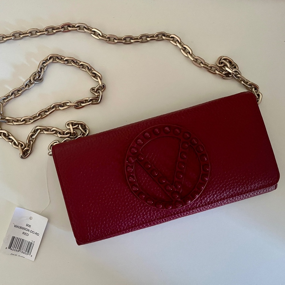 ✨ Valentino Logo-Studded Leather Wallet on Chain — BRAND NEW ✨